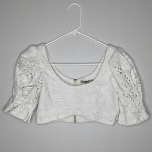 Thurley Flower Child white lace crop top 0